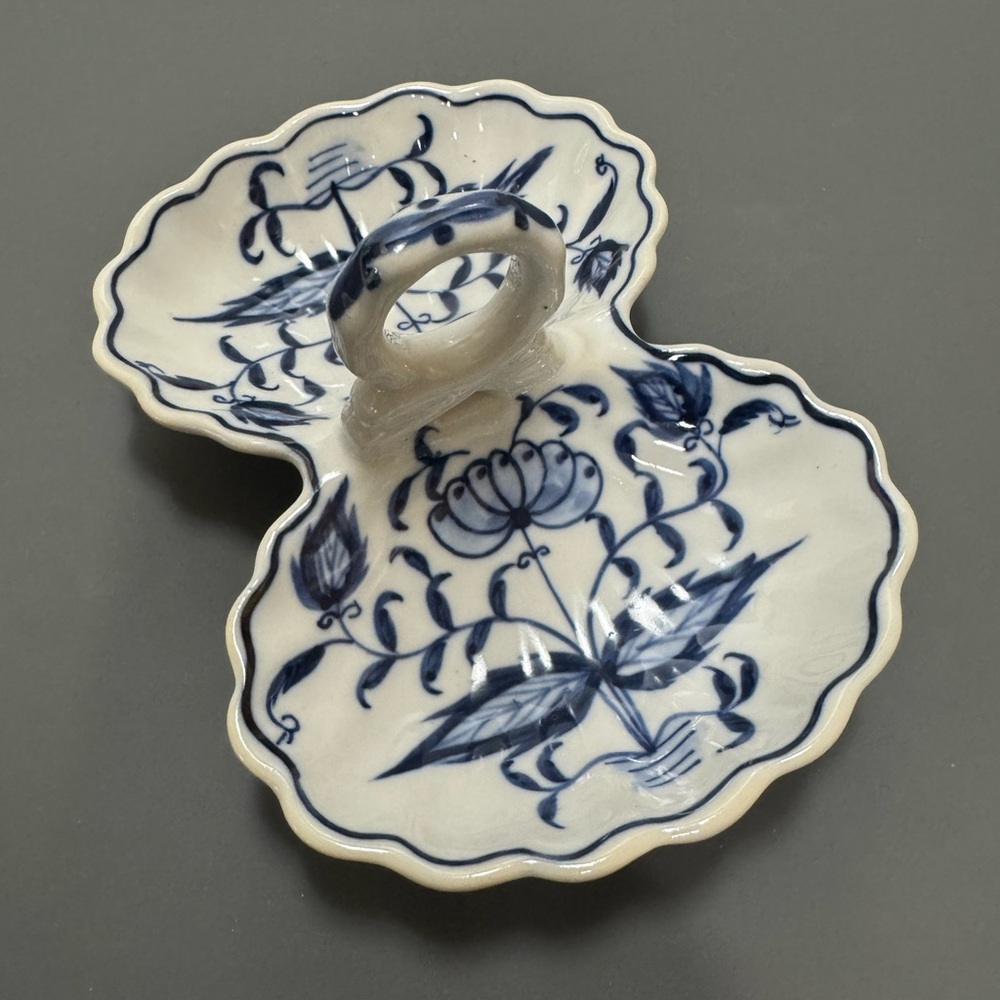 Blue and White Floral Ceramic Dish
